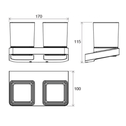 Два стакана для зубных щеток с двойным держателем Ravak 10° X07P322