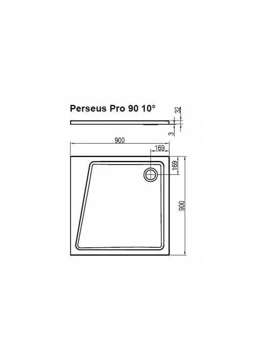 Душовий піддон PERSEUS PRO-90 10 °, XA057701010