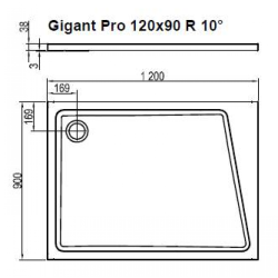 Душовий піддон GIGANT PRO 120x90 R 10°, XA05G70101P