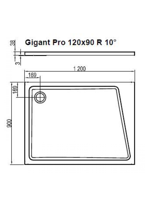 Душовий піддон GIGANT PRO 120x90 R 10°, XA05G70101P