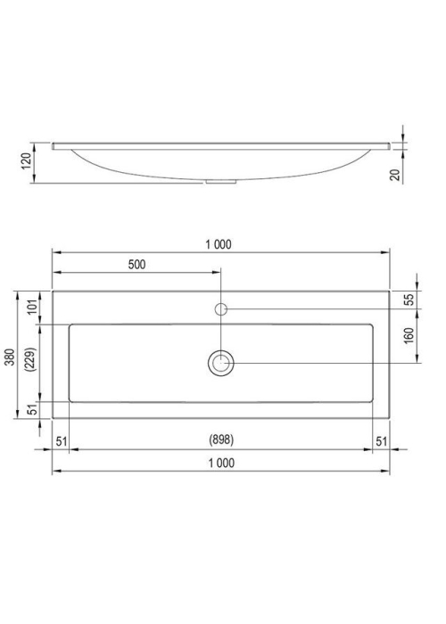 Меблева раковина з отвором Ravak Clear 1000, white, XJJ01110000