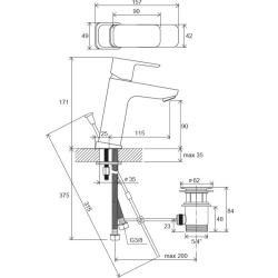 Смеситель для умывальника Ravak 10° Free с открыванием стока TD F 013.00, X070128