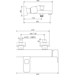 Змішувач для ванни Ravak 10° Free TD F 022.00/150 150 мм, X070131