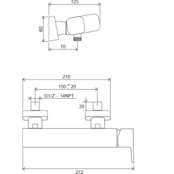 Змішувач для душу Ravak 10° Free TD F 032.00/150 150 мм, X070132