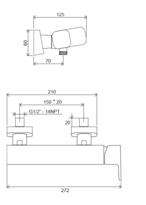 Змішувач для душу Ravak 10° Free TD F 032.00/150 150 мм, X070132