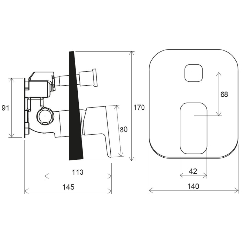 Змішувач прихованого монтажу Ravak 10° Free з перемикачем R-box TD F 065.00, X070136