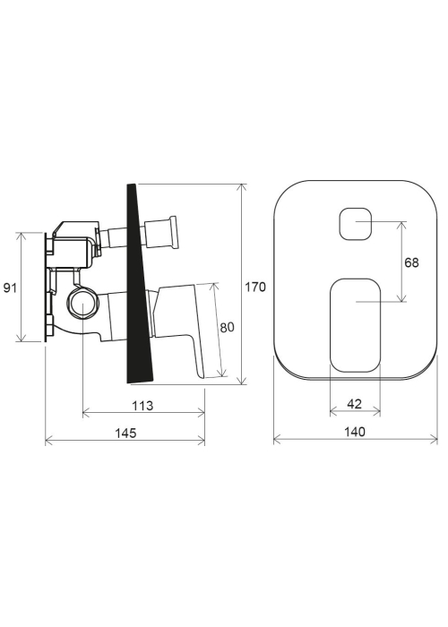 Смеситель скрытого монтажа Ravak 10° Free с переключателем для R-box TD F 065.00, X070136