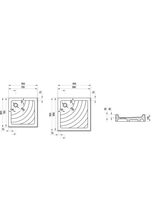 Поддон для душевых кабин Ravak ANGELA 80 PU, квадратный, акрил, A004401120