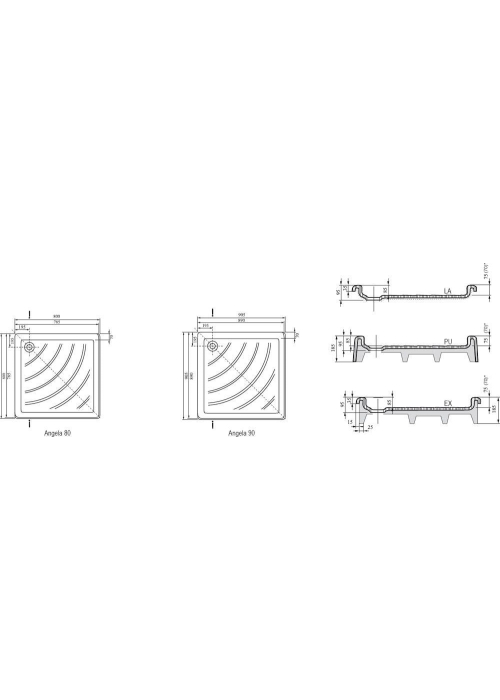 Піддон для душових кабін Ravak ANGELA 80 LA, квадратний, акрил, A014401220