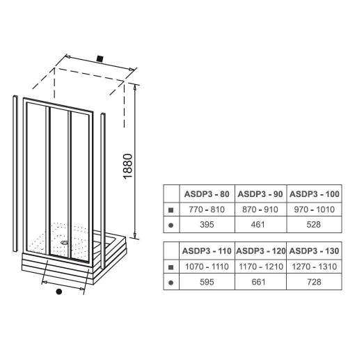 Душові двері Ravak SUPERNOVA ASDP 3 - 100 Transparent, профіль сатин, безпечне скло, 00VA0U02Z1