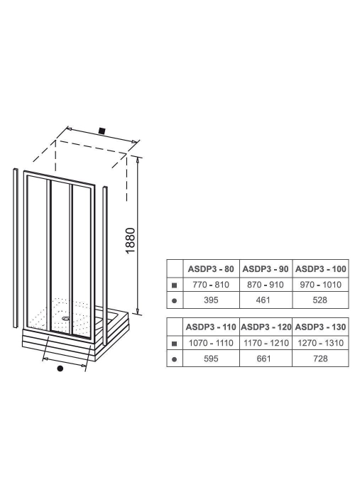 Душевые двери Ravak SUPERNOVA ASDP 3 - 100 Transparent, профиль сатин, безопасное стекло, 00VA0U02Z1