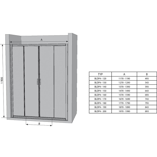 Душові двері Ravak BLIX BLDP 4 - 120 білий+Transparent, 0YVG0100Z1