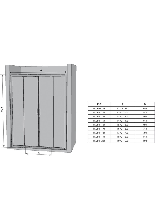 Душові двері Ravak BLIX BLDP 4 - 120 білий+Transparent, 0YVG0100Z1