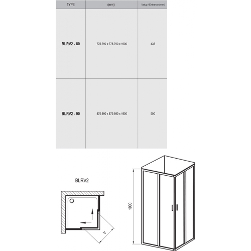 Душовий куточок Ravak BLIX BLRV-90 білий+transparent, 1LV70100Z1