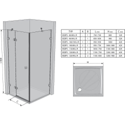 Прямоугольная душевая кабина Ravak BRILLIANT BSDPS - 120x80 R Transparent, хром, безопасное стекло,