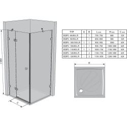 Душевая штора Ravak BRILLIANT BSDPS - 100x80 L Transparent, безопасное стекло, левосторонняя, 0ULA4A