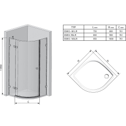 Полукруглая душевая кабина Ravak BRILLIANT BSKK 3 - 100 R Transparent, хром, безопасное стекло, 3UPA