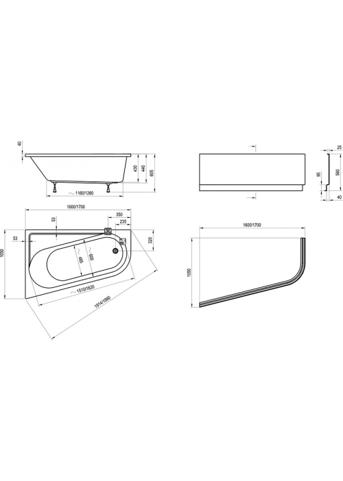 Панель для ванны Ravak CHROME 160x105 L, CZA5100A00