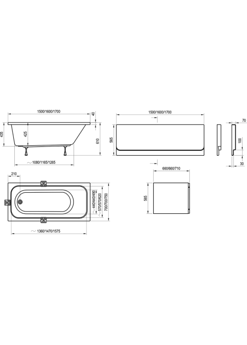 Ванна акрилова прямокутна Ravak CHROME 150х70 см C721000000