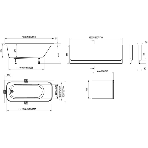 Ванна акрилова прямокутна Ravak CHROME 160х70 см C731000000