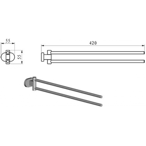 Подвійний рушникотримач, поворотний, Ravak CHROME, X07P319