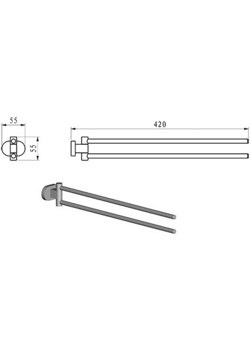 Двойной полотенцедержатель, поворотный, Ravak CHROME, X07P319