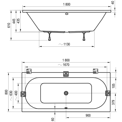 Ванна акрилова прямокутна Ravak CITY 180х80 см C920000000