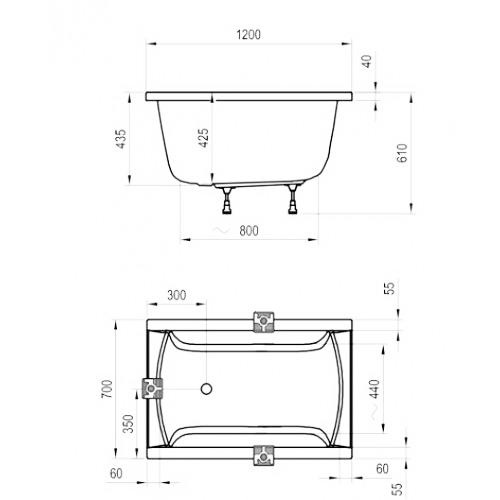 Ванна акрилова прямокутна Ravak Classic 120х70 см C861000000