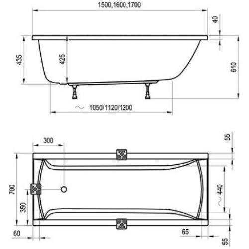 Ванна акрилова прямокутна RAVAK CLASSIC 150х70 см C521000000