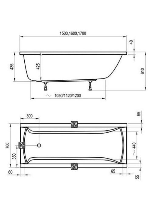 Ванна акрилова прямокутна RAVAK CLASSIC 150х70 см C521000000