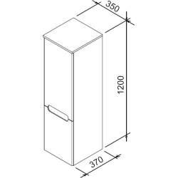 Пенал Ravak CLASSIC SB-350 з полицею та ящиком, білий, правий, X000000355