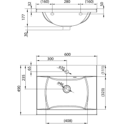 Раковина підвісна Ravak CLASSIC 600, 60x49 см, XJD01160000