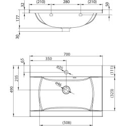 Раковина подвесная Ravak CLASSIC 700, 70x49 см, XJD01170000