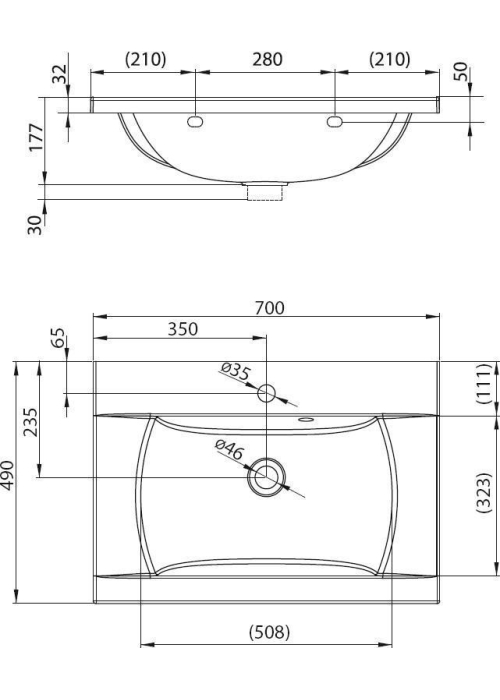 Раковина подвесная Ravak CLASSIC 700, 70x49 см, XJD01170000