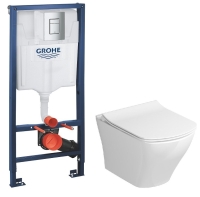 Комплект: Інсталяція Grohe Rapid SL (38772001) + Унітаз підвісний Ravak WC Classic RimOff X01671 + Сидіння для унітазу Ravak Classic Slim 38772001+X01671+X01673