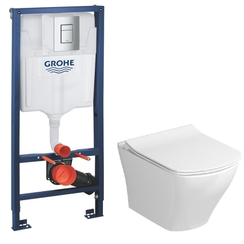 Комплект: Инсталляция Grohe Rapid SL (38772001) + Унитаз подвесной Ravak WC Classic RimOff  X01671 + Сиденье для унитаза Ravak Classic Slim  38772001+X01671+X01673