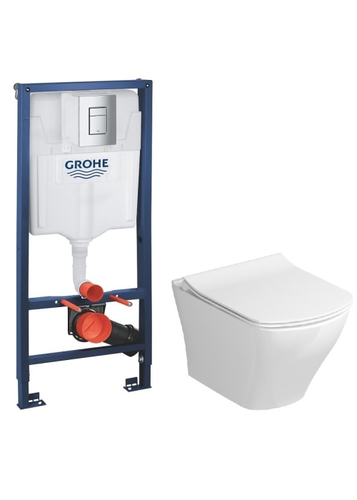 Комплект: Інсталяція Grohe Rapid SL (38772001) + Унітаз підвісний Ravak WC Classic RimOff X01671 + Сидіння для унітазу Ravak Classic Slim 38772001+X01671+X01673