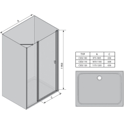 Душевая дверь Ravak CHROME CSD 2 - 110 Transparent, полированный алюминий, безопасное стекло, 0QVDCC