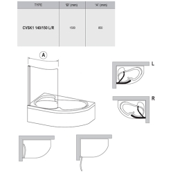Шторка для ванни Ravak CVSK1 Rosa 140/150 L TRANSPARENT профіль полірований алюміній, 7QLM0C00Y1