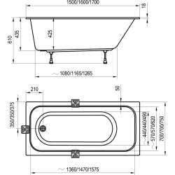 Ванна акрилова прямокутна Ravak Chrome Slim 160х70 см C731300000