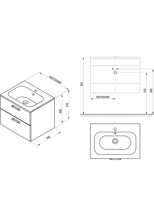 Шафка під умивальник SD Chrome II 70 см біла/біла, X000001745