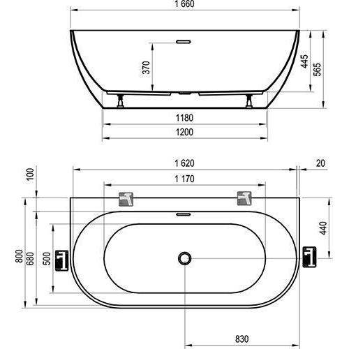 Ванна акрилова Ravak FREEDOM W 166х80 см XC00100024