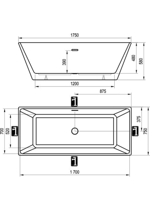 Ванна акрилова Ravak FREEDOM R 170x75 см XC00100021