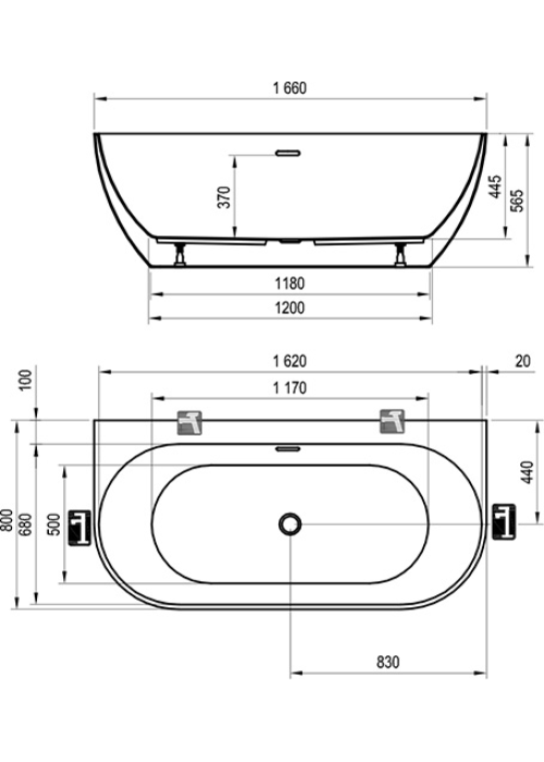 Ванна акрилова Ravak FREEDOM W 166х80 см чорна XC00100027