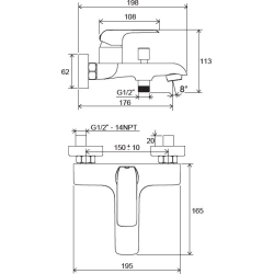 Смеситель для ванны Ravak Flat X070119