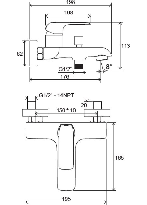 Смеситель для ванны Ravak Flat X070119