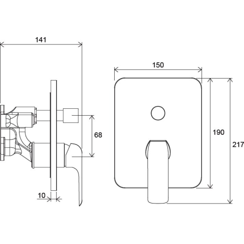 Змішувач прихованого монтажу ванна/душ Ravak Flat R-box Vari RB 072.50, X070123