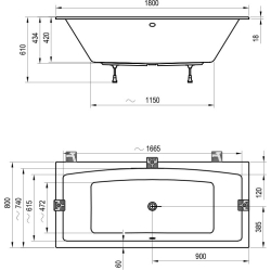 Ванна акрилова прямокутна Ravak Formy 02 Slim 180х80 см C891300000