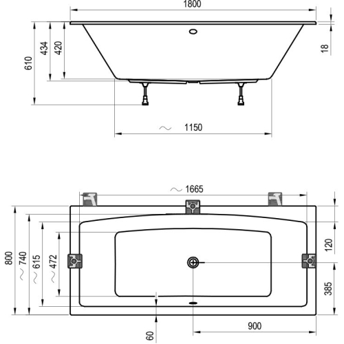 Ванна акрилова прямокутна Ravak Formy 02 Slim 180х80 см C891300000