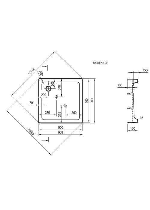 Душовий піддон RAVAK MODENA 90 ST XAU0000011